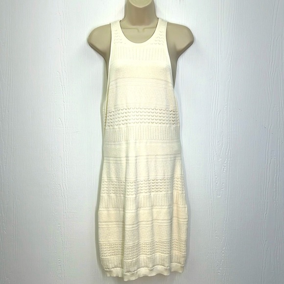 Abercrombie & Fitch - Ivory Crochet Sleeveless A Line Racerback Sweater Dress M - Picture 1 of 11